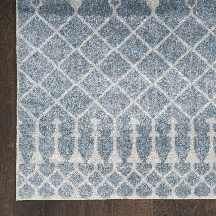 Blue And Ivory Moroccan Washable Area Rug Photo 7