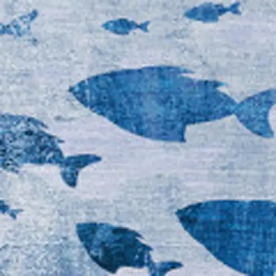 Blue And Ivory Nautical Washable Area Rug With UV Protection Photo 7