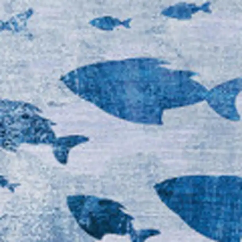 Blue And Ivory Nautical Washable Area Rug With UV Protection Photo 7