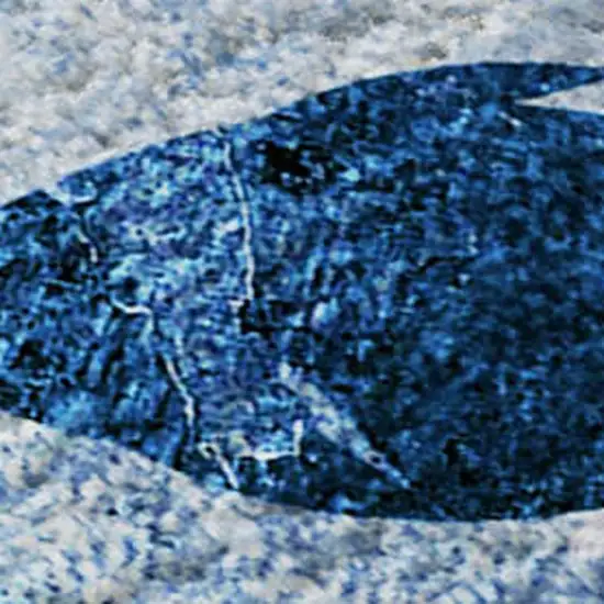 Blue And Ivory Nautical Washable Area Rug With UV Protection Photo 6