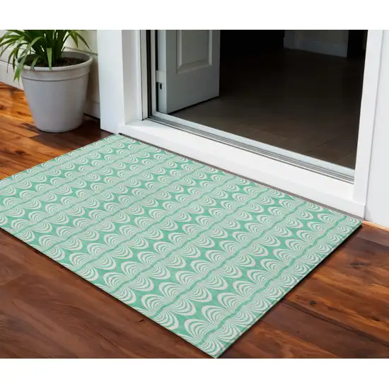 Blue And Ivory Ogee Washable Indoor Outdoor Area Rug Photo 1