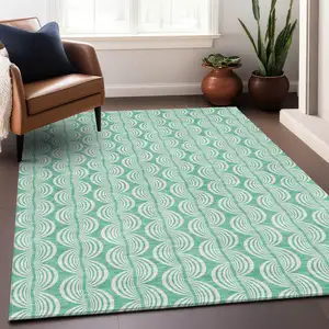 Photo of Blue And Ivory Ogee Washable Indoor Outdoor Area Rug