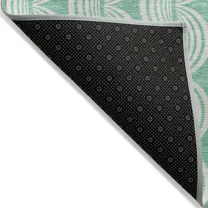 Photo of Blue And Ivory Ogee Washable Indoor Outdoor Area Rug