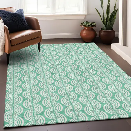 Blue And Ivory Ogee Washable Indoor Outdoor Area Rug Photo 8