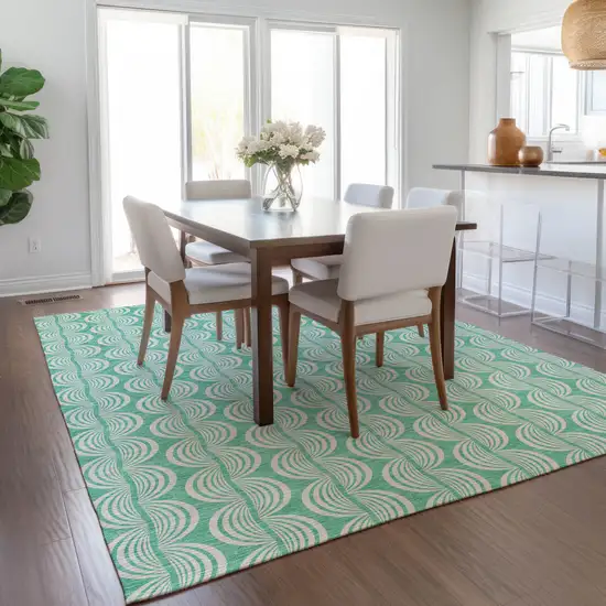 Blue And Ivory Ogee Washable Indoor Outdoor Area Rug Photo 9