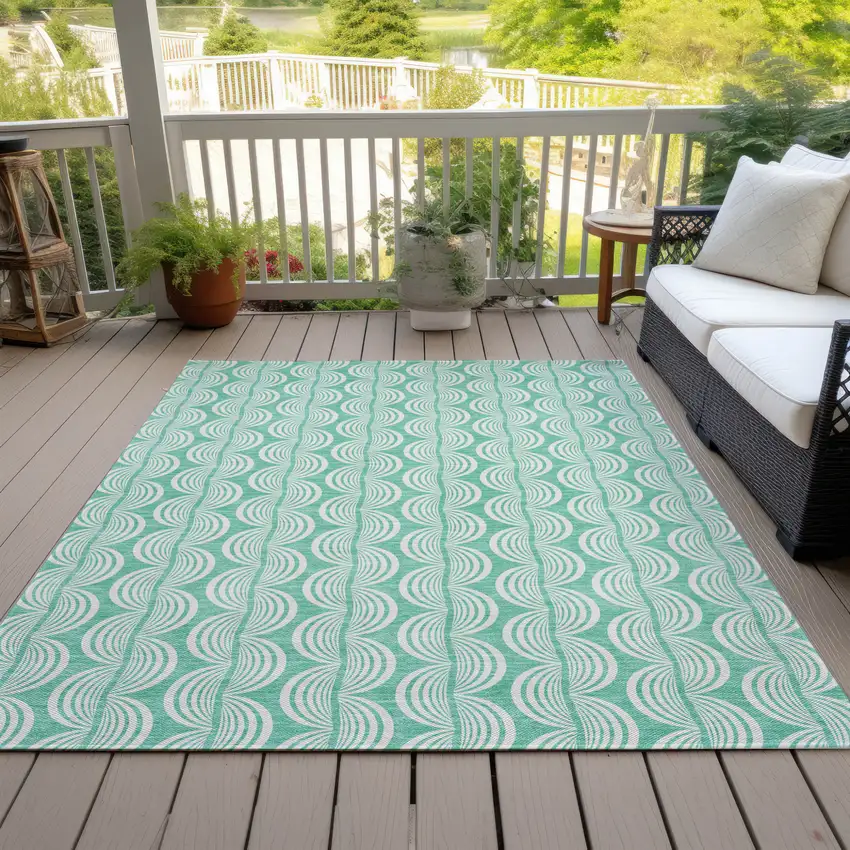 Blue And Ivory Ogee Washable Indoor Outdoor Area Rug Photo 7
