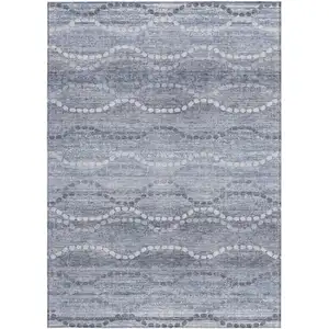 Photo of Blue And Ivory Ogee Washable Indoor Outdoor Area Rug