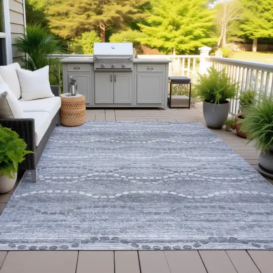 Blue And Ivory Ogee Washable Indoor Outdoor Area Rug Photo 4