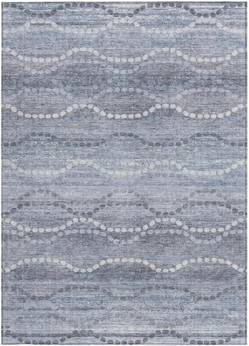 Blue And Ivory Ogee Washable Indoor Outdoor Area Rug Photo 1