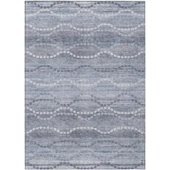 Blue And Ivory Ogee Washable Indoor Outdoor Area Rug Photo 8