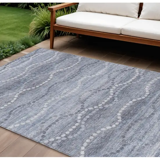 Blue And Ivory Ogee Washable Indoor Outdoor Area Rug Photo 2