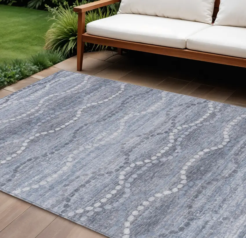 Blue And Ivory Ogee Washable Indoor Outdoor Area Rug Photo 2