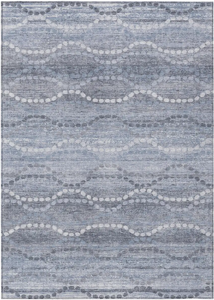 Blue And Ivory Ogee Washable Indoor Outdoor Area Rug Photo 8