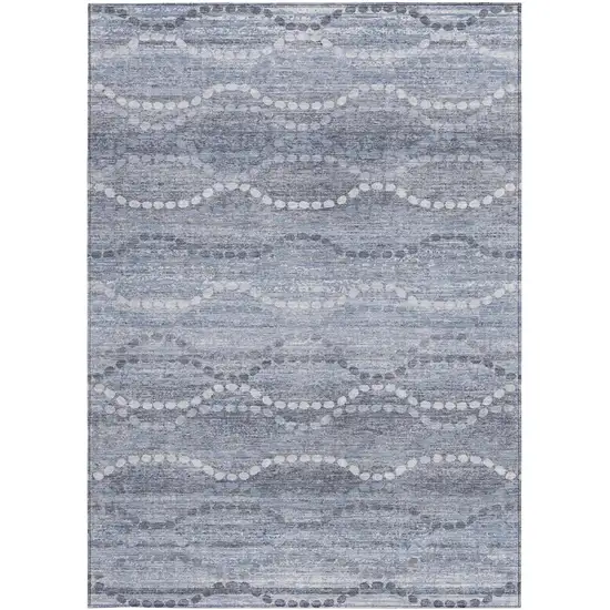 Blue And Ivory Ogee Washable Indoor Outdoor Area Rug Photo 1