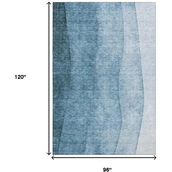 Blue And Ivory Ombre Washable Area Rug With UV Protection Photo 5