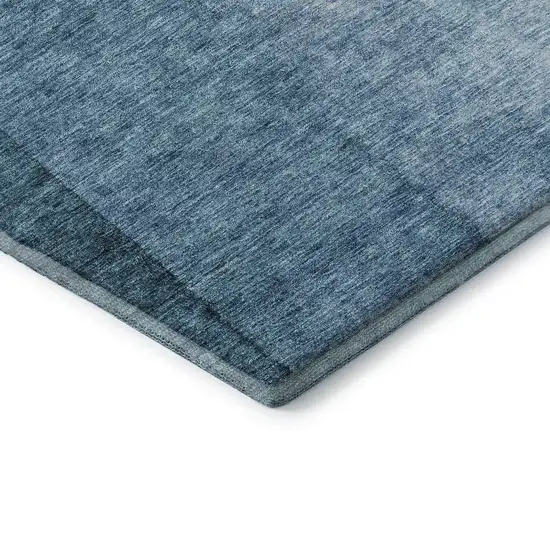 Blue And Ivory Ombre Washable Area Rug With UV Protection Photo 8