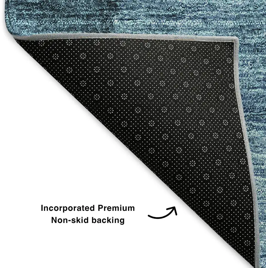 Blue And Ivory Ombre Washable Area Rug With UV Protection Photo 7