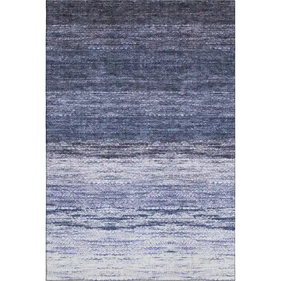 Blue And Ivory Ombre Washable Area Rug With UV Protection Photo 1