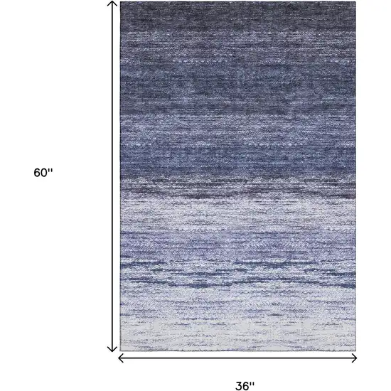 Blue And Ivory Ombre Washable Area Rug With UV Protection Photo 3