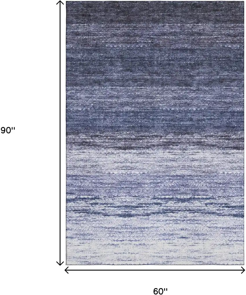 Blue And Ivory Ombre Washable Area Rug With UV Protection Photo 3