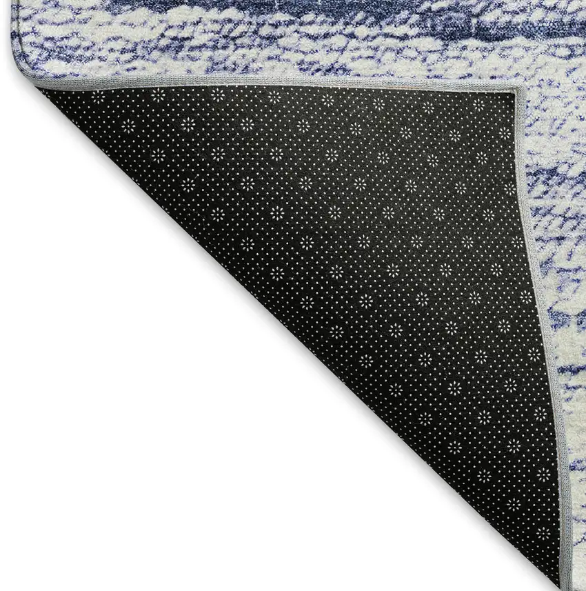 Blue And Ivory Ombre Washable Area Rug With UV Protection Photo 7