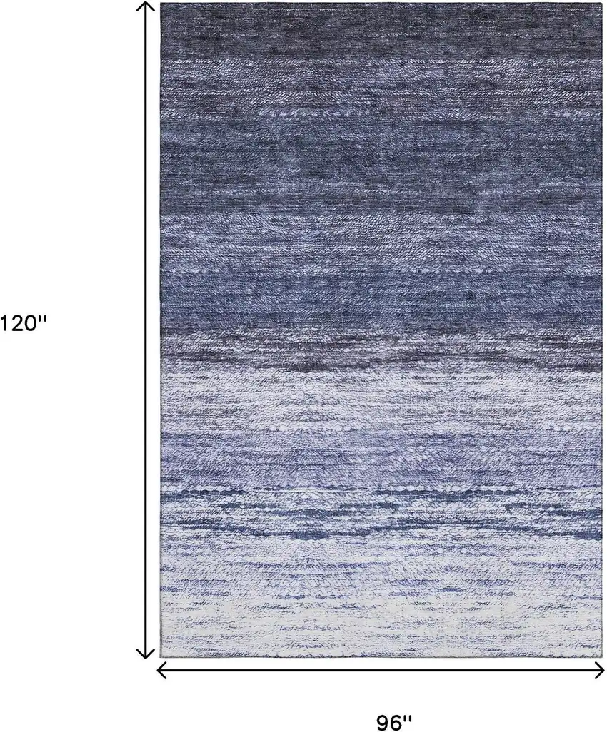 Blue And Ivory Ombre Washable Area Rug With UV Protection Photo 3