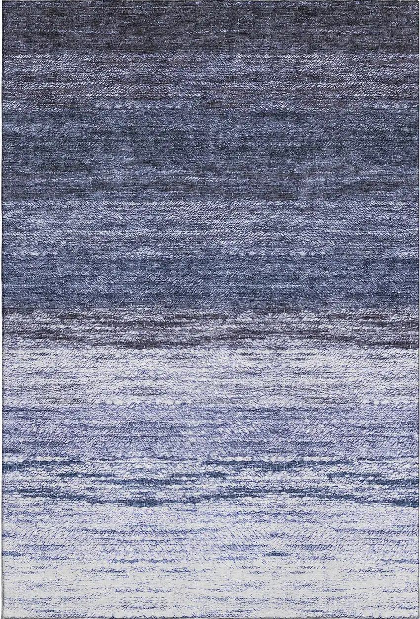 Blue And Ivory Ombre Washable Area Rug With UV Protection Photo 1