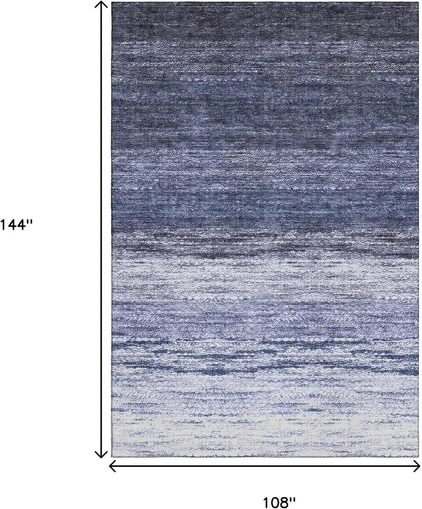 Blue And Ivory Ombre Washable Area Rug With UV Protection Photo 3