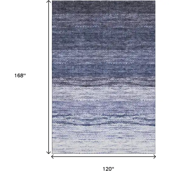 Blue And Ivory Ombre Washable Area Rug With UV Protection Photo 3