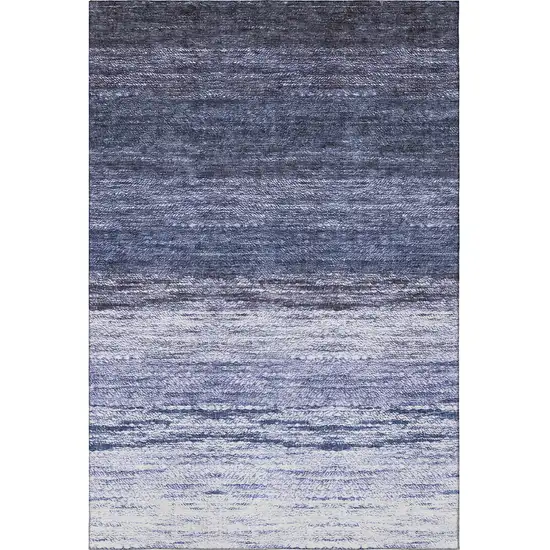 Blue And Ivory Ombre Washable Area Rug With UV Protection Photo 4