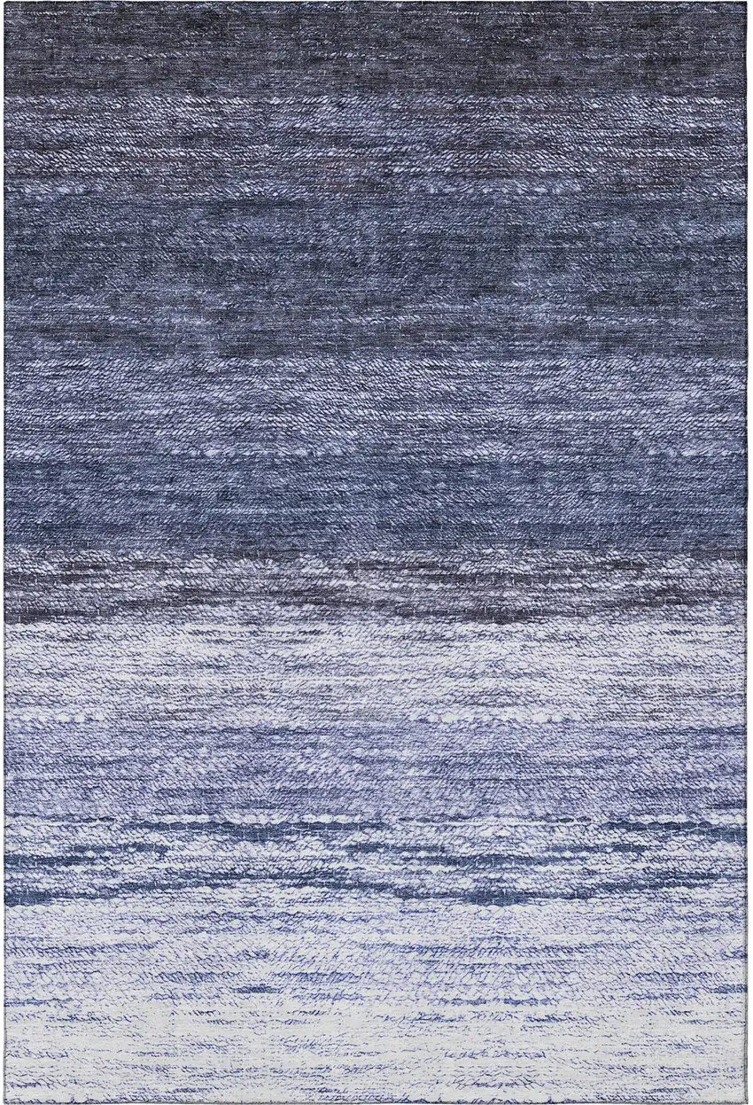 Blue And Ivory Ombre Washable Area Rug With UV Protection Photo 4