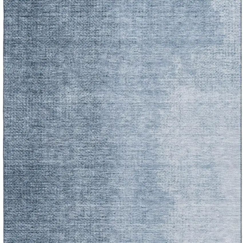Blue And Ivory Ombre Washable Area Rug With UV Protection Photo 3