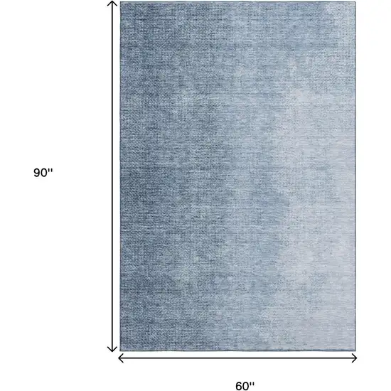 Blue And Ivory Ombre Washable Area Rug With UV Protection Photo 3
