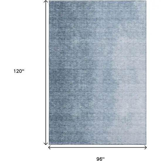 Blue And Ivory Ombre Washable Area Rug With UV Protection Photo 3