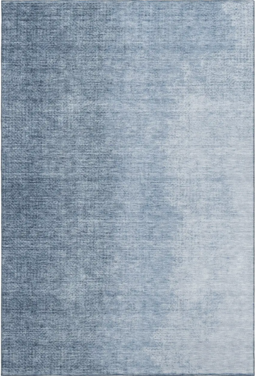 Blue And Ivory Ombre Washable Area Rug With UV Protection Photo 1