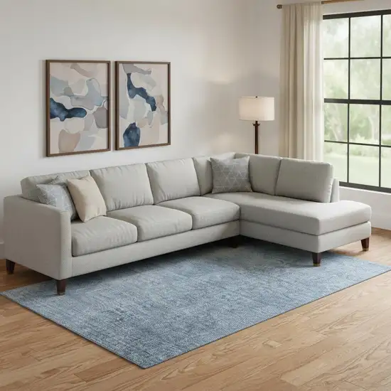 Blue And Ivory Ombre Washable Area Rug With UV Protection Photo 1