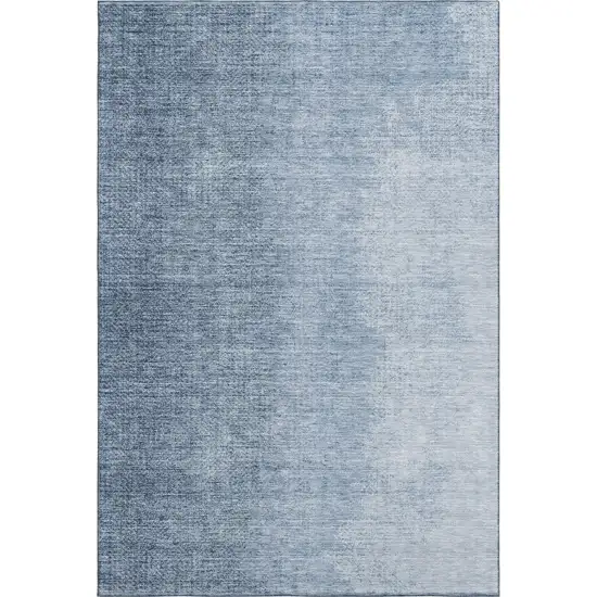 Blue And Ivory Ombre Washable Area Rug With UV Protection Photo 1