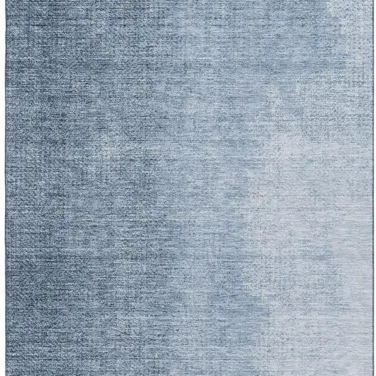 Blue And Ivory Ombre Washable Area Rug With UV Protection Photo 4