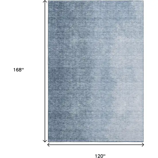 Blue And Ivory Ombre Washable Area Rug With UV Protection Photo 3