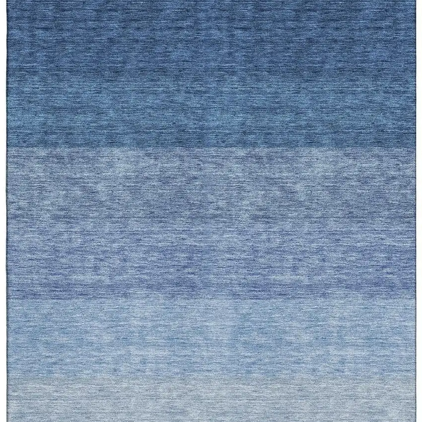 Blue And Ivory Ombre Washable Area Rug With UV Protection Photo 3