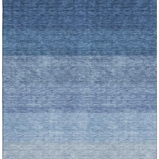 Blue And Ivory Ombre Washable Area Rug With UV Protection Photo 2