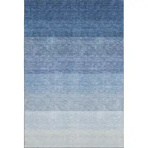 Photo of Blue And Ivory Ombre Washable Area Rug With UV Protection