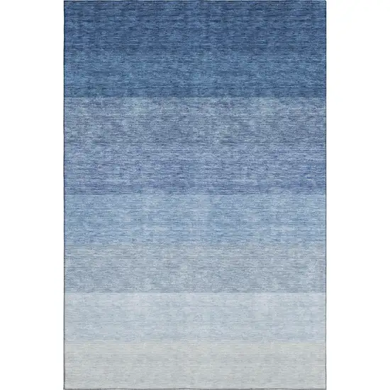 Blue And Ivory Ombre Washable Area Rug With UV Protection Photo 1