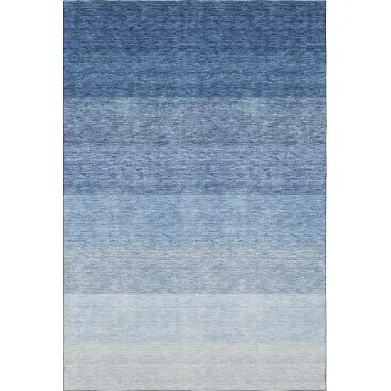Blue And Ivory Ombre Washable Area Rug With UV Protection Photo 3