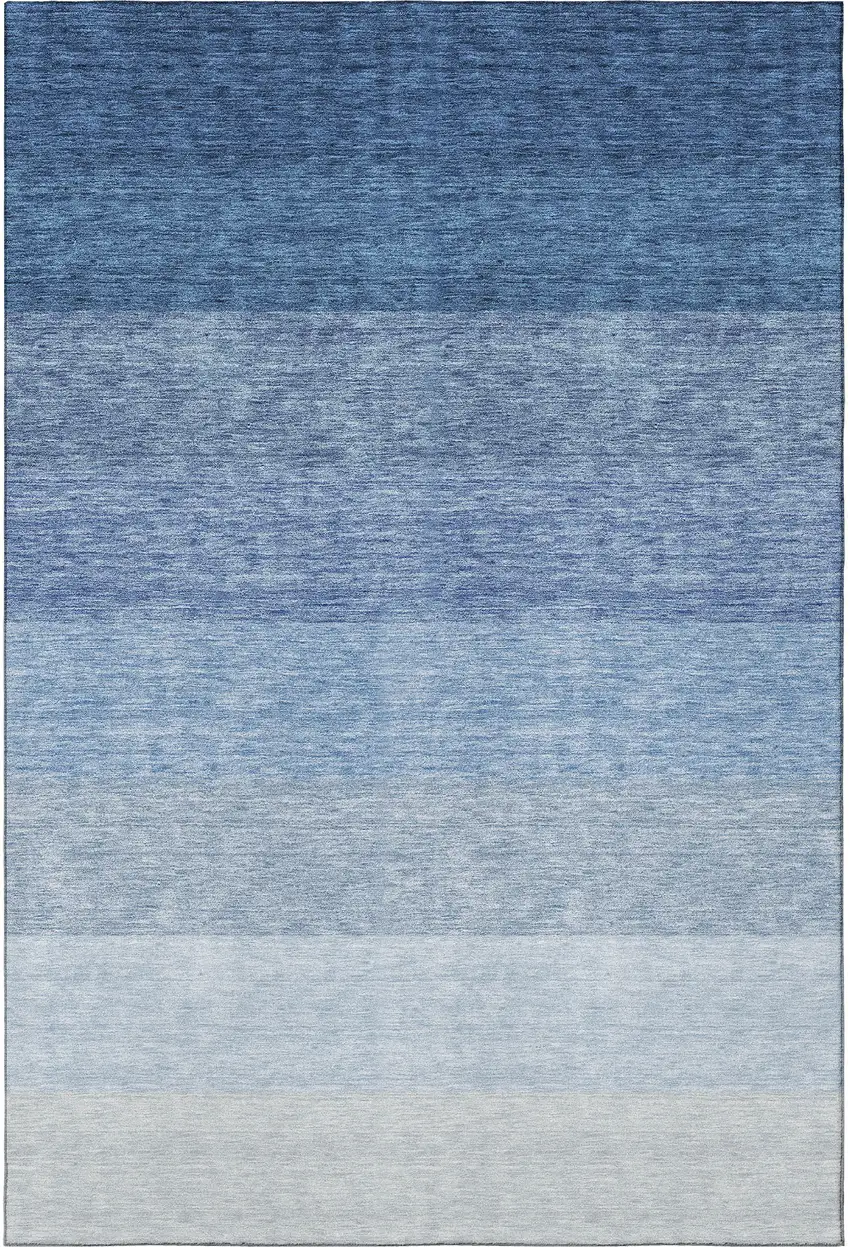 Blue And Ivory Ombre Washable Area Rug With UV Protection Photo 3