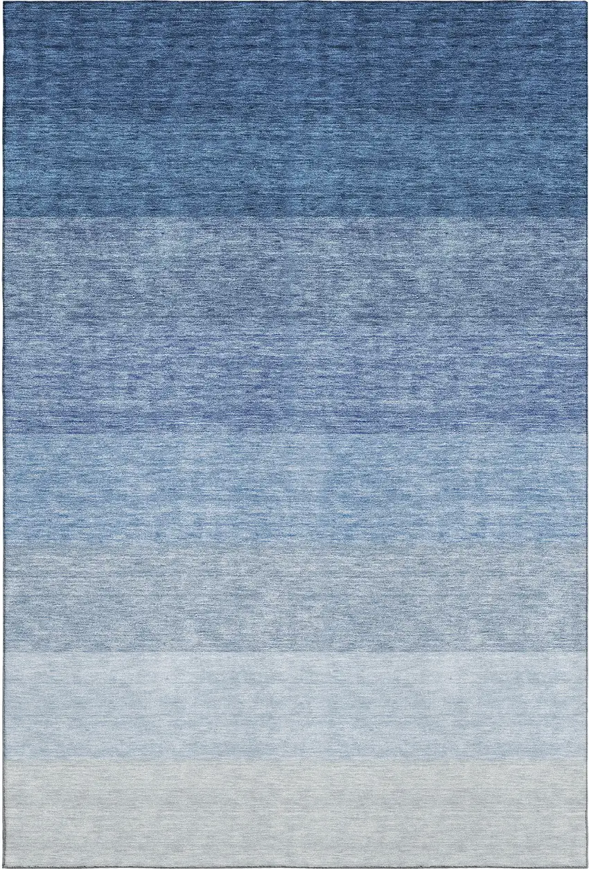 Blue And Ivory Ombre Washable Area Rug With UV Protection Photo 1
