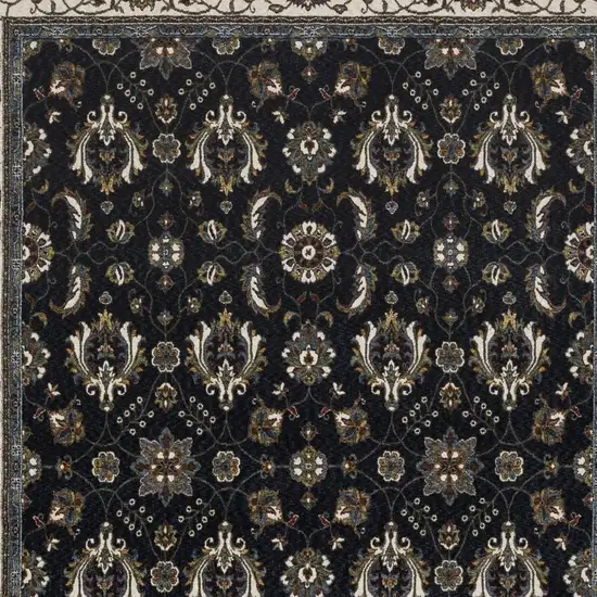 Blue And Ivory Oriental Area Rug With Fringe Photo 7