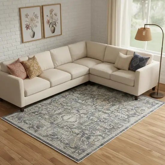 Blue And Ivory Oriental Area Rug Photo 1