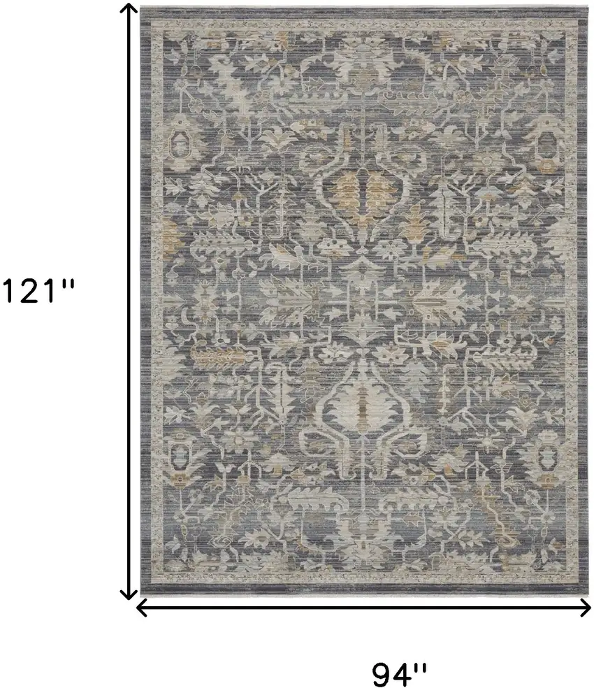 Blue And Ivory Oriental Area Rug Photo 3