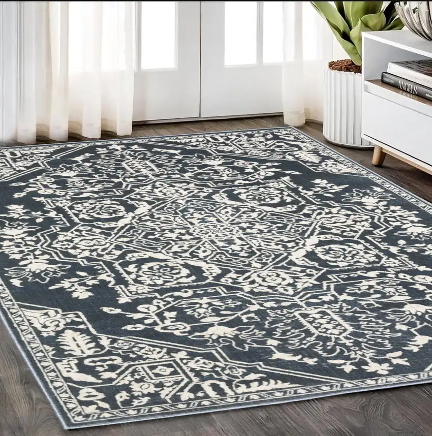 Blue And Ivory Oriental Area Rug Photo 1